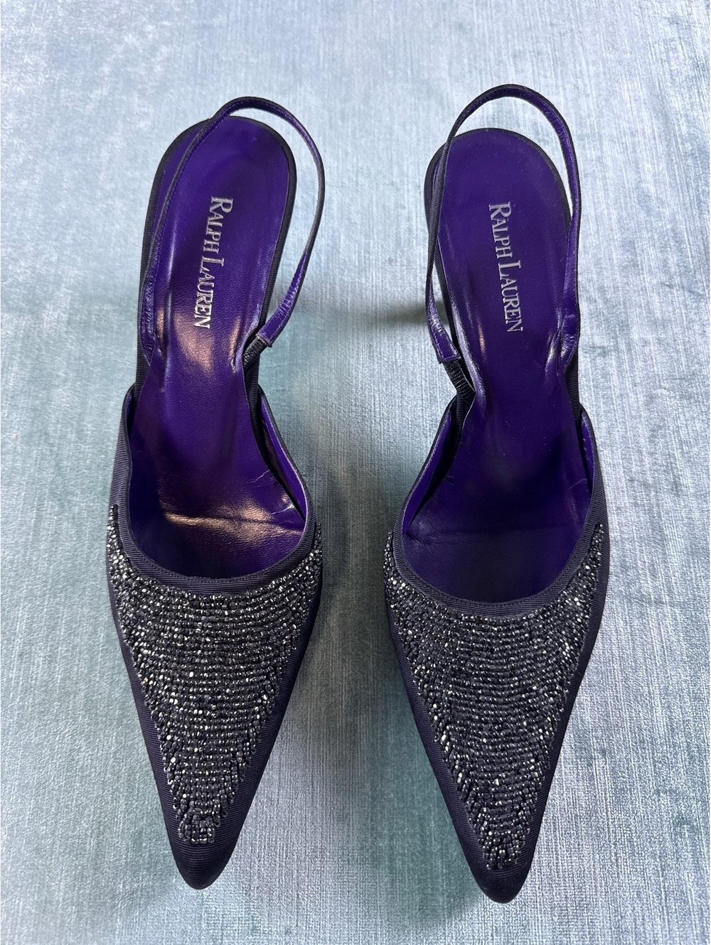 Ralph Lauren Crystal Pointed Toe Slingback Heels 7.5